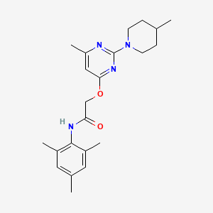 molecular formula C22H30N4O2 B6587224 2-{[6-methyl-2-(4-methylpiperidin-1-yl)pyrimidin-4-yl]oxy}-N-(2,4,6-trimethylphenyl)acetamide CAS No. 1226432-83-2