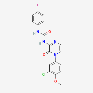 molecular formula C18H14ClFN4O3 B6587250 3-[4-(3-chloro-4-methoxyphenyl)-3-oxo-3,4-dihydropyrazin-2-yl]-1-(4-fluorophenyl)urea CAS No. 1226457-90-4
