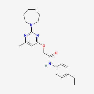 molecular formula C21H28N4O2 B6587276 2-{[2-(azepan-1-yl)-6-methylpyrimidin-4-yl]oxy}-N-(4-ethylphenyl)acetamide CAS No. 1226444-74-1