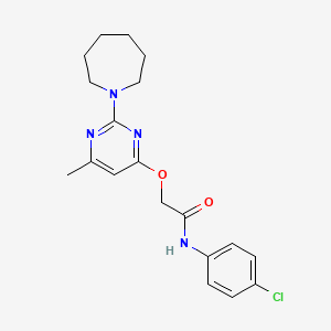 molecular formula C19H23ClN4O2 B6587297 2-{[2-(azepan-1-yl)-6-methylpyrimidin-4-yl]oxy}-N-(4-chlorophenyl)acetamide CAS No. 1226458-99-6