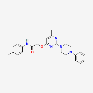 molecular formula C25H29N5O2 B6587311 N-(2,4-dimethylphenyl)-2-{[6-methyl-2-(4-phenylpiperazin-1-yl)pyrimidin-4-yl]oxy}acetamide CAS No. 1226436-31-2