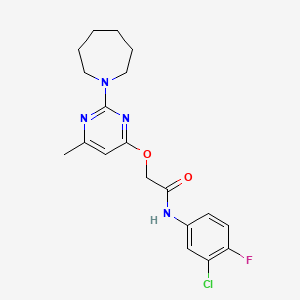 molecular formula C19H22ClFN4O2 B6587320 2-{[2-(azepan-1-yl)-6-methylpyrimidin-4-yl]oxy}-N-(3-chloro-4-fluorophenyl)acetamide CAS No. 1226436-08-3