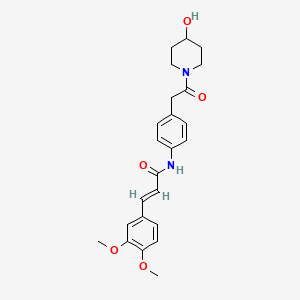 (2E)-3-(3,4-dimethoxyphenyl)-N-{4-[2-(4-hydroxypiperidin-1-yl)-2-oxoethyl]phenyl}prop-2-enamide