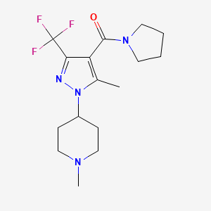 molecular formula C16H23F3N4O B6587348 1-methyl-4-[5-methyl-4-(pyrrolidine-1-carbonyl)-3-(trifluoromethyl)-1H-pyrazol-1-yl]piperidine CAS No. 1226456-87-6