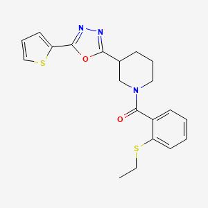 molecular formula C20H21N3O2S2 B6587354 1-[2-(ethylsulfanyl)benzoyl]-3-[5-(thiophen-2-yl)-1,3,4-oxadiazol-2-yl]piperidine CAS No. 1226442-39-2
