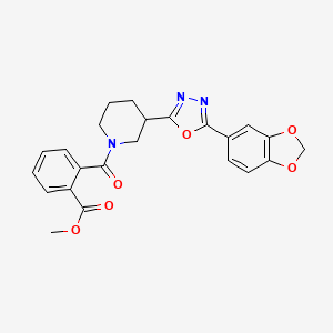 molecular formula C23H21N3O6 B6587361 methyl 2-{3-[5-(2H-1,3-benzodioxol-5-yl)-1,3,4-oxadiazol-2-yl]piperidine-1-carbonyl}benzoate CAS No. 1219913-28-6