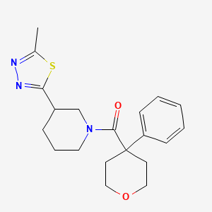 molecular formula C20H25N3O2S B6587387 3-(5-methyl-1,3,4-thiadiazol-2-yl)-1-(4-phenyloxane-4-carbonyl)piperidine CAS No. 1219904-40-1