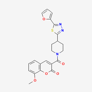 molecular formula C22H19N3O5S B6587401 3-{4-[5-(furan-2-yl)-1,3,4-thiadiazol-2-yl]piperidine-1-carbonyl}-8-methoxy-2H-chromen-2-one CAS No. 1226441-50-4