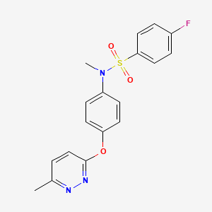 molecular formula C18H16FN3O3S B6587408 4-fluoro-N-methyl-N-{4-[(6-methylpyridazin-3-yl)oxy]phenyl}benzene-1-sulfonamide CAS No. 1226438-38-5