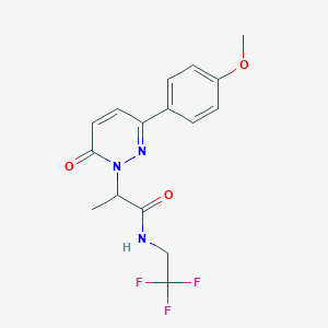 molecular formula C16H16F3N3O3 B6587410 2-[3-(4-methoxyphenyl)-6-oxo-1,6-dihydropyridazin-1-yl]-N-(2,2,2-trifluoroethyl)propanamide CAS No. 1226459-67-1