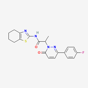molecular formula C20H19FN4O2S B6587424 2-[3-(4-fluorophenyl)-6-oxo-1,6-dihydropyridazin-1-yl]-N-(4,5,6,7-tetrahydro-1,3-benzothiazol-2-yl)propanamide CAS No. 1226442-18-7
