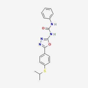 molecular formula C18H18N4O2S B6587454 1-phenyl-3-{5-[4-(propan-2-ylsulfanyl)phenyl]-1,3,4-oxadiazol-2-yl}urea CAS No. 1207003-33-5