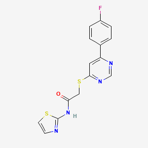 molecular formula C15H11FN4OS2 B6587455 2-{[6-(4-fluorophenyl)pyrimidin-4-yl]sulfanyl}-N-(1,3-thiazol-2-yl)acetamide CAS No. 1219845-07-4