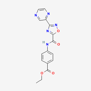 molecular formula C16H13N5O4 B6587496 ethyl 4-[3-(pyrazin-2-yl)-1,2,4-oxadiazole-5-amido]benzoate CAS No. 1219914-68-7