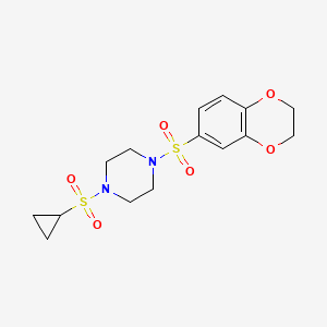 molecular formula C15H20N2O6S2 B6587590 1-(cyclopropanesulfonyl)-4-(2,3-dihydro-1,4-benzodioxine-6-sulfonyl)piperazine CAS No. 1219903-32-8
