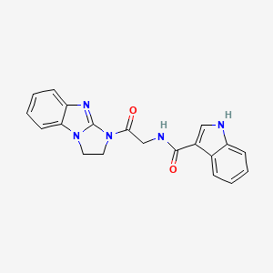 N-(2-oxo-2-{2,5,7-triazatricyclo[6.4.0.0^{2,6}]dodeca-1(8),6,9,11-tetraen-5-yl}ethyl)-1H-indole-3-carboxamide