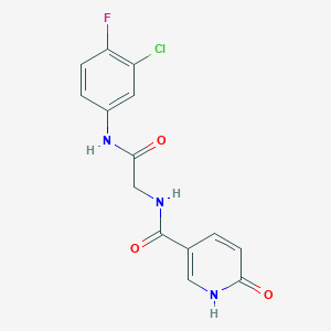 molecular formula C14H11ClFN3O3 B6587610 N-(3-chloro-4-fluorophenyl)-2-[(6-oxo-1,6-dihydropyridin-3-yl)formamido]acetamide CAS No. 1219906-22-5