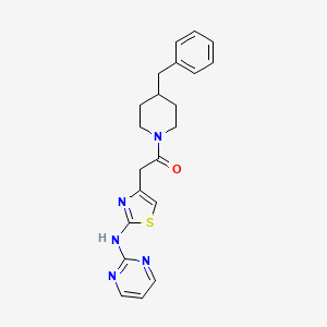 molecular formula C21H23N5OS B6587660 1-(4-benzylpiperidin-1-yl)-2-{2-[(pyrimidin-2-yl)amino]-1,3-thiazol-4-yl}ethan-1-one CAS No. 1226427-10-6
