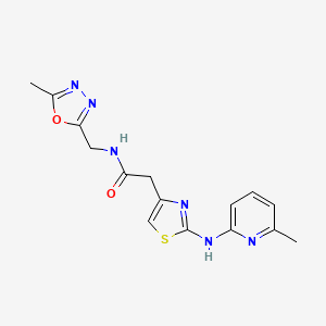 molecular formula C15H16N6O2S B6587664 N-[(5-methyl-1,3,4-oxadiazol-2-yl)methyl]-2-{2-[(6-methylpyridin-2-yl)amino]-1,3-thiazol-4-yl}acetamide CAS No. 1226455-74-8