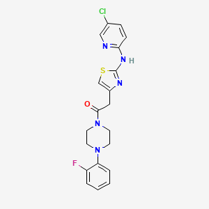 molecular formula C20H19ClFN5OS B6587676 2-{2-[(5-chloropyridin-2-yl)amino]-1,3-thiazol-4-yl}-1-[4-(2-fluorophenyl)piperazin-1-yl]ethan-1-one CAS No. 1226441-67-3