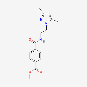 molecular formula C16H19N3O3 B6587687 methyl 4-{[2-(3,5-dimethyl-1H-pyrazol-1-yl)ethyl]carbamoyl}benzoate CAS No. 1226457-44-8