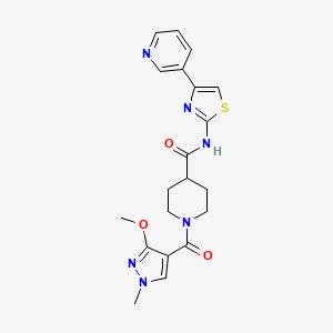 molecular formula C20H22N6O3S B6587692 1-(3-methoxy-1-methyl-1H-pyrazole-4-carbonyl)-N-[4-(pyridin-3-yl)-1,3-thiazol-2-yl]piperidine-4-carboxamide CAS No. 1226458-15-6
