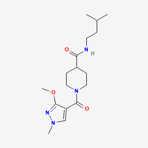 molecular formula C17H28N4O3 B6587697 1-(3-methoxy-1-methyl-1H-pyrazole-4-carbonyl)-N-(3-methylbutyl)piperidine-4-carboxamide CAS No. 1226433-60-8