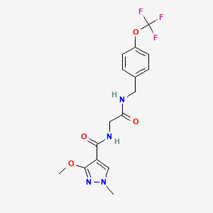 molecular formula C16H17F3N4O4 B6587706 2-[(3-methoxy-1-methyl-1H-pyrazol-4-yl)formamido]-N-{[4-(trifluoromethoxy)phenyl]methyl}acetamide CAS No. 1251610-04-4