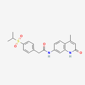 N-(4-methyl-2-oxo-1,2-dihydroquinolin-7-yl)-2-[4-(propane-2-sulfonyl)phenyl]acetamide
