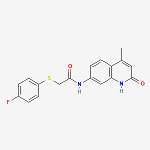 molecular formula C18H15FN2O2S B6587724 2-[(4-fluorophenyl)sulfanyl]-N-(4-methyl-2-oxo-1,2-dihydroquinolin-7-yl)acetamide CAS No. 1251561-23-5