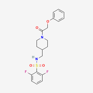 molecular formula C20H22F2N2O4S B6587776 2,6-difluoro-N-{[1-(2-phenoxyacetyl)piperidin-4-yl]methyl}benzene-1-sulfonamide CAS No. 1235385-74-6
