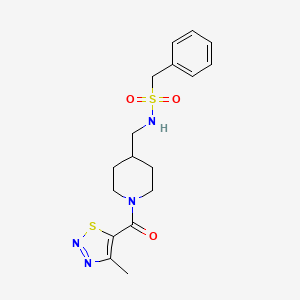 molecular formula C17H22N4O3S2 B6587782 N-{[1-(4-methyl-1,2,3-thiadiazole-5-carbonyl)piperidin-4-yl]methyl}-1-phenylmethanesulfonamide CAS No. 1234977-54-8