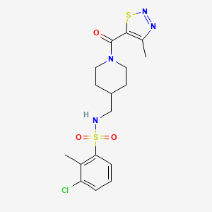 molecular formula C17H21ClN4O3S2 B6587784 3-chloro-2-methyl-N-{[1-(4-methyl-1,2,3-thiadiazole-5-carbonyl)piperidin-4-yl]methyl}benzene-1-sulfonamide CAS No. 1235136-87-4