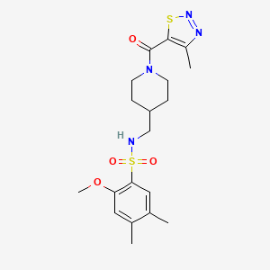molecular formula C19H26N4O4S2 B6587786 2-methoxy-4,5-dimethyl-N-{[1-(4-methyl-1,2,3-thiadiazole-5-carbonyl)piperidin-4-yl]methyl}benzene-1-sulfonamide CAS No. 1234851-17-2
