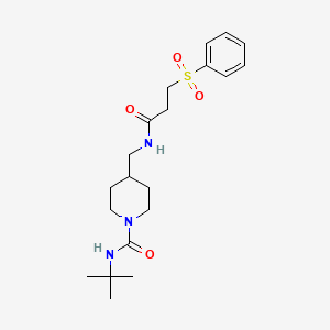 molecular formula C20H31N3O4S B6587861 4-{[3-(benzenesulfonyl)propanamido]methyl}-N-tert-butylpiperidine-1-carboxamide CAS No. 1235282-11-7