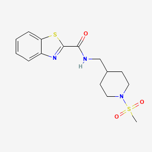 molecular formula C15H19N3O3S2 B6587881 N-[(1-methanesulfonylpiperidin-4-yl)methyl]-1,3-benzothiazole-2-carboxamide CAS No. 1235120-98-5