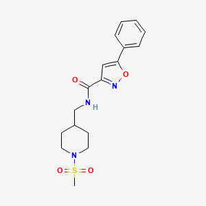 molecular formula C17H21N3O4S B6587896 N-[(1-methanesulfonylpiperidin-4-yl)methyl]-5-phenyl-1,2-oxazole-3-carboxamide CAS No. 1235668-80-0