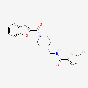 molecular formula C20H19ClN2O3S B6587959 N-{[1-(1-benzofuran-2-carbonyl)piperidin-4-yl]methyl}-5-chlorothiophene-2-carboxamide CAS No. 1235148-27-2