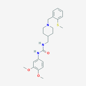molecular formula C23H31N3O3S B6587975 1-(3,4-dimethoxyphenyl)-3-[(1-{[2-(methylsulfanyl)phenyl]methyl}piperidin-4-yl)methyl]urea CAS No. 1235648-92-6