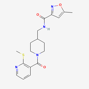 molecular formula C18H22N4O3S B6587978 5-methyl-N-({1-[2-(methylsulfanyl)pyridine-3-carbonyl]piperidin-4-yl}methyl)-1,2-oxazole-3-carboxamide CAS No. 1235294-39-9