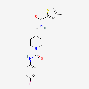 molecular formula C19H22FN3O2S B6587990 N-(4-fluorophenyl)-4-{[(4-methylthiophen-2-yl)formamido]methyl}piperidine-1-carboxamide CAS No. 1235624-22-2