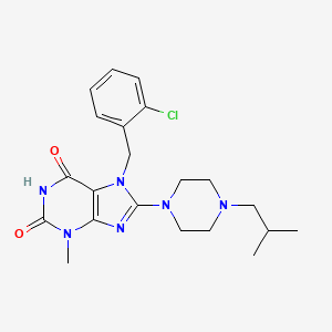 molecular formula C21H27ClN6O2 B6588030 7-[(2-chlorophenyl)methyl]-3-methyl-8-[4-(2-methylpropyl)piperazin-1-yl]-2,3,6,7-tetrahydro-1H-purine-2,6-dione CAS No. 895840-87-6
