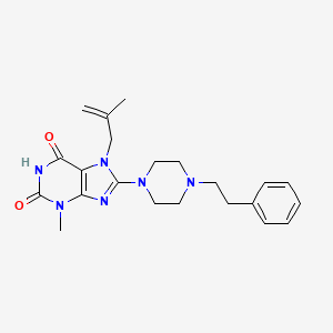 molecular formula C22H28N6O2 B6588034 3-methyl-7-(2-methylprop-2-en-1-yl)-8-[4-(2-phenylethyl)piperazin-1-yl]-2,3,6,7-tetrahydro-1H-purine-2,6-dione CAS No. 878430-82-1