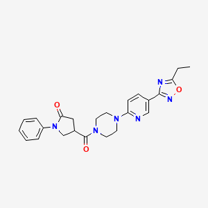 molecular formula C24H26N6O3 B6588040 4-{4-[5-(5-ethyl-1,2,4-oxadiazol-3-yl)pyridin-2-yl]piperazine-1-carbonyl}-1-phenylpyrrolidin-2-one CAS No. 1234904-85-8