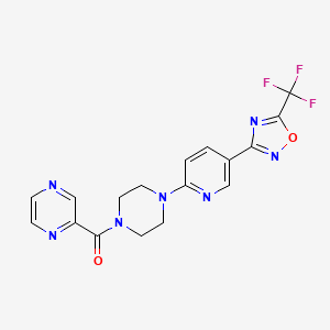 molecular formula C17H14F3N7O2 B6588047 2-(4-{5-[5-(trifluoromethyl)-1,2,4-oxadiazol-3-yl]pyridin-2-yl}piperazine-1-carbonyl)pyrazine CAS No. 1235241-45-8