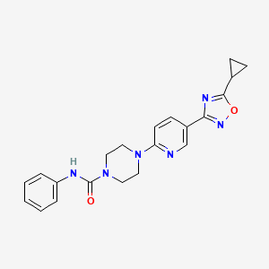molecular formula C21H22N6O2 B6588055 4-[5-(5-cyclopropyl-1,2,4-oxadiazol-3-yl)pyridin-2-yl]-N-phenylpiperazine-1-carboxamide CAS No. 1234881-72-1