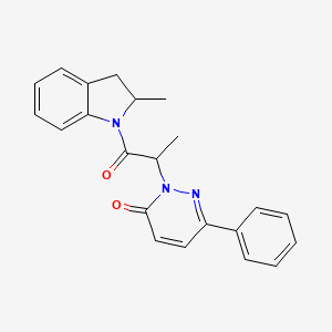 molecular formula C22H21N3O2 B6588070 2-[1-(2-methyl-2,3-dihydro-1H-indol-1-yl)-1-oxopropan-2-yl]-6-phenyl-2,3-dihydropyridazin-3-one CAS No. 1203347-02-7