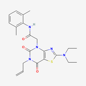 molecular formula C22H27N5O3S B6588124 2-[2-(diethylamino)-5,7-dioxo-6-(prop-2-en-1-yl)-4H,5H,6H,7H-[1,3]thiazolo[4,5-d]pyrimidin-4-yl]-N-(2,6-dimethylphenyl)acetamide CAS No. 1030105-14-6