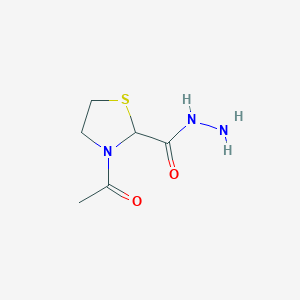 molecular formula C6H11N3O2S B065894 3-Acetyl-1,3-thiazolane-2-carbohydrazide CAS No. 175203-18-6
