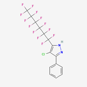 molecular formula C15H6ClF13N2 B6590308 4-chloro-5-phenyl-3-(1,1,2,2,3,3,4,4,5,5,6,6,6-tridecafluorohexyl)-1H-pyrazole CAS No. 1029636-11-0